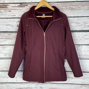 ZeroXposur Women’s Mid-Weight Jacket Size‎ Medium Faux Fur Collar Purplish-Red